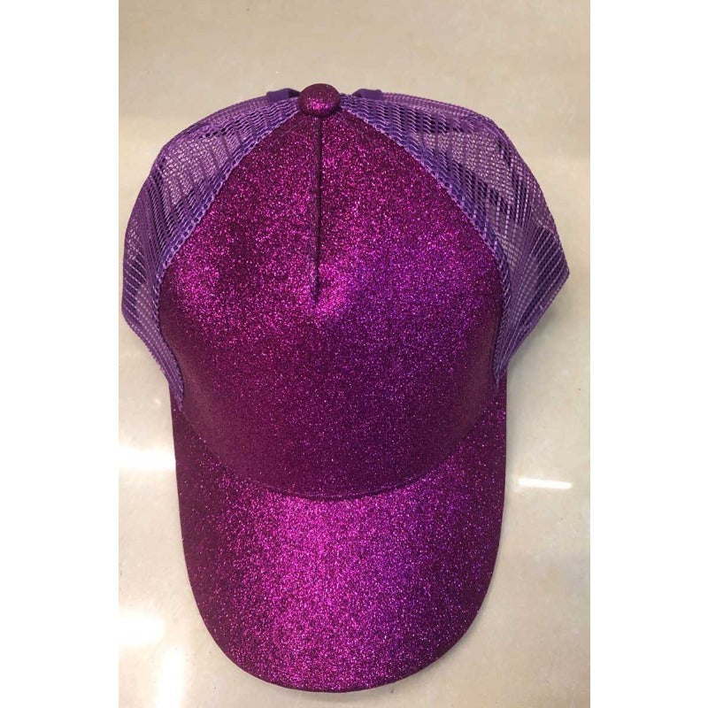 Wholesale Cotton Back Opening Sequin Ponytail Baseball Caps